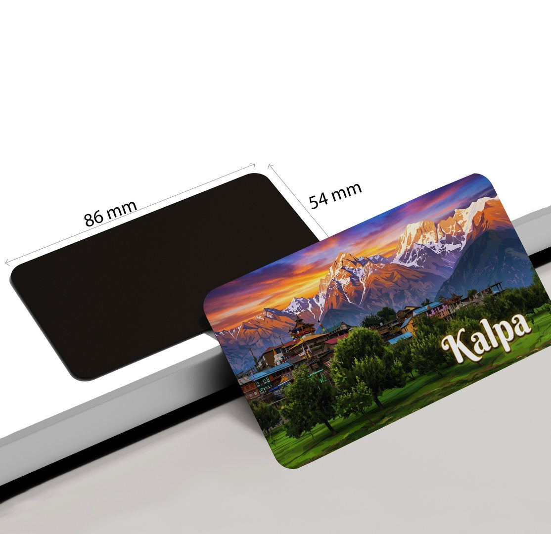 dhcrafts Rectangular Fridge Magnet Multicolor Himachal Pradesh Kalpa Design Pack of 1 (8.6cm x 5.4cm)